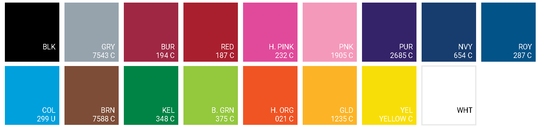 Stock Color Chart